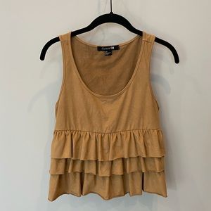 Forever 21 Tan Ruffle Shirt / Tank / Blouse